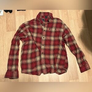 M Red Orange Plaid Shirt